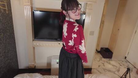 My cockhead was teased by a beautiful woman in a kimono