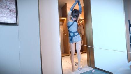 Indulging in playing with feet