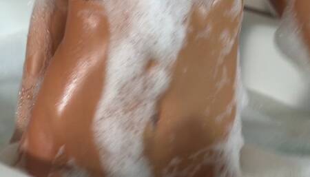 Taking a nice bath before she gets slammed