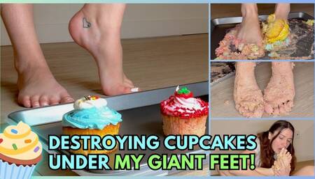 Barefoot Cupcake Crush with Toe Sucking and Messy Spit Play (4K)