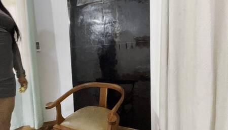 Jerk off to your BBW Queen Balbina in nude pantyhose and luxury dress and high heels