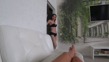 Muscular girl punches me in MY belly POV aa