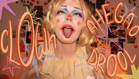 Clown girl shows ahegao and drools
