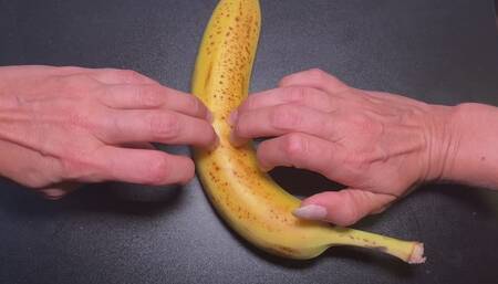 Natural nails destroying banana ASMR