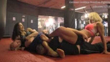 Sheena and Mme Curie in a Tag Team Match- Double Trouble Unfair Struggle