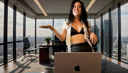 Domme Boss Odessa Makes Tiny Steven Jerk Off in the Mailroom and Eat His Own Cum!