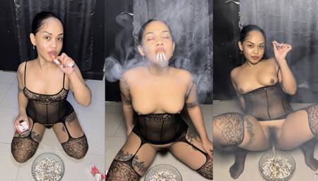 Smoking multiples and peeing in ashtray