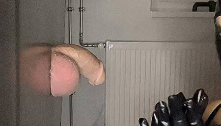 Trixy with beautiful blue eyes sucks all the milk out of the cock with huge wet lips in gloryhole