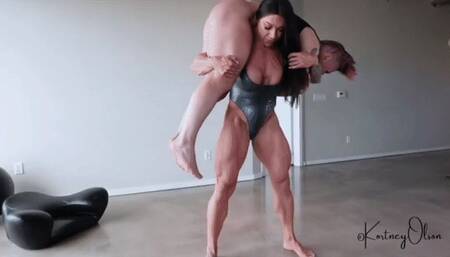 Big Body Lift & Carry - Kortney Olson and Big Red Take Turns Lifting Each Other - These Muscular Women Love Muscle Domination - They Measure Each Other's Muscles - HD (MP4)