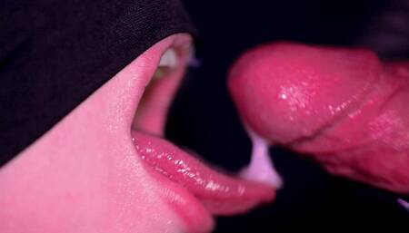 Close up of My Young Stepsister Eating All My Cum with Her Mouth