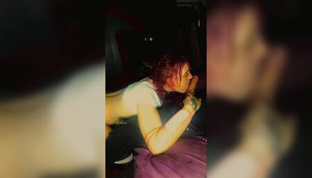 Daddy Plays with His Little Redhead Slut, Before She Sucks His Giant Cock While Moving to Her Music
