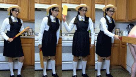 Schoolgirl eRica finds out she is the other women! She wants restitution and beats the professor’s ass with a paddle!