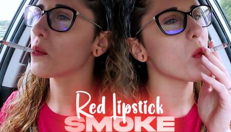 Red Lipstick Candid Car Smoke UHD
