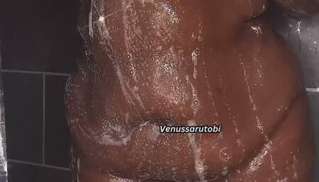 Ebony BBW Soaping Big Juicy Titties in the Shower