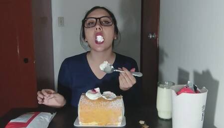 vomiting a whole cake