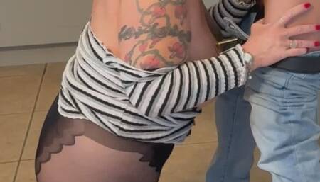 kitchen, ripped pantyhose fucking