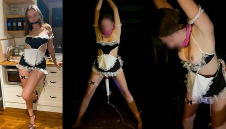 Naughty Maid Bound Outside: Extreme Clit Stimulation, Dildo Gag, and Mind-Breaking BDSM Orgasms