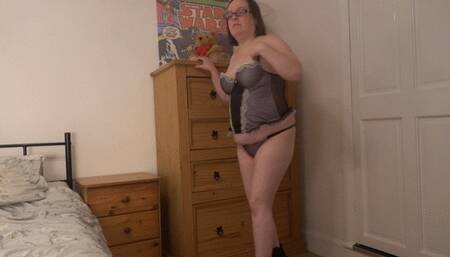 Black pink Basque and G-string