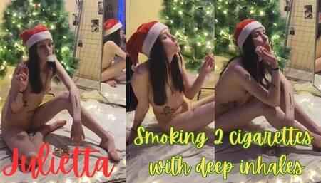 Julietta: Smoking 2 Cigarettes with Deep Inhales