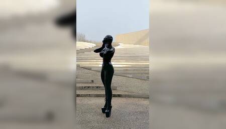 Miss Fetilicious Bts Outdoor Shoot in Heavy Rubber