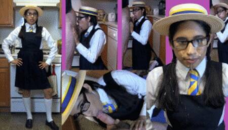 Schoolgirl eRica finds out she is the other women! She throats a cock & gets destroyed with is cum for trying to blackmail him