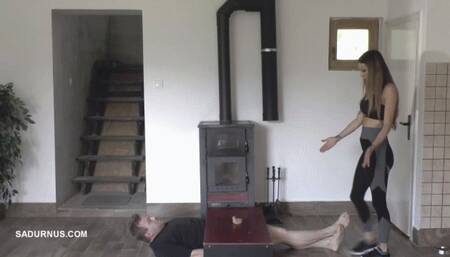 Mistress Tatjana tramples for a long time for a drop of cum wmv