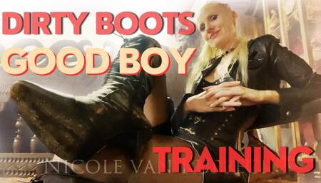 Dirty bootlicking, a good boy's training into slavery