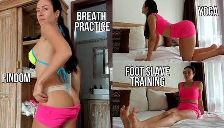 Yoga, breath practice, foot slave training, findom - live stream