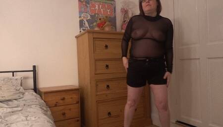 Sexy tight shorts and transparent top