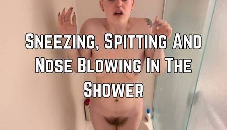 Phoenix Bates Sneezes Spits And Blows Nose In The Shower 4k HD - Sneezing - Curvy - Hairy - Nose Blowing - Snot - Spit
