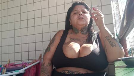 BBW Smoking on Her Balcony