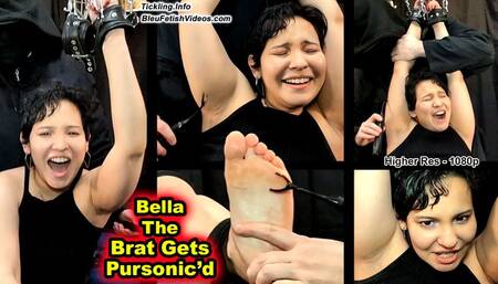 Bella the Brat Gets Pursonic'd - 1008P - Neu Bleu - Pro Domme Kinky Bella thought she could get away with faking, until she got tickled with the Pursonic by Mystery Hands Jr Lots of feet and armpits while she howls with laughter