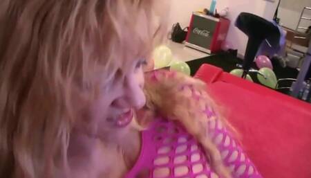 Young Girl with Big Tits Masturbates Her Pussy with a Double Dildo Together with Stepmom
