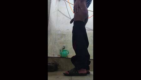 Pakistani Big Dick Handjob in Washroom