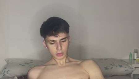 Laying down on my bed jerking off