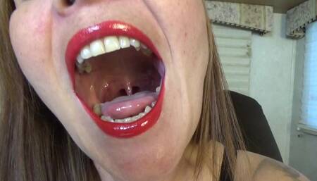 Mouth and Uvula With Red Lips