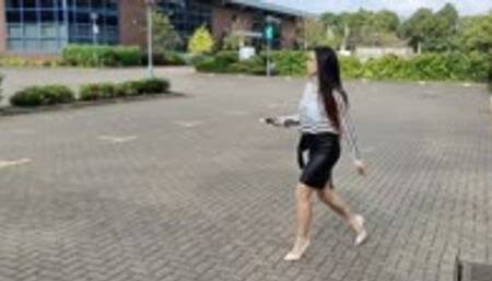 Debbie Drives Hard In Nude Heels