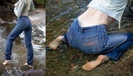 Barefoot swim in my jeans on a hot summer day