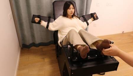 Asian girl tied and tickled after being stalked