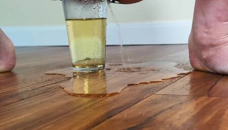 MILF Takes Hot Piss in Glass and on Floor