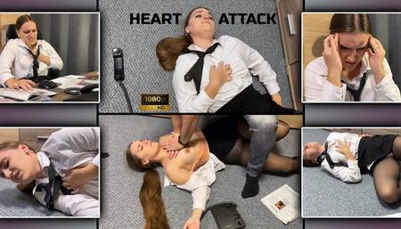 Secretary's Heart Attack and CPR in the Office 1080 - DEFIB - AMBU - Artificial Respiration - Heavy Breathing - Belly Pumping - Naked - Belly Inflation - Medical Fetish - Heart Massage - Cardiac Massage - Nylon - Pantyhose - MILF