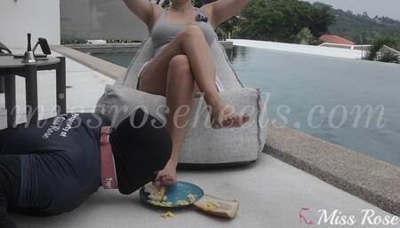 Lifestyle Edition: Breakfast by the pool & slave eats his from My Feet