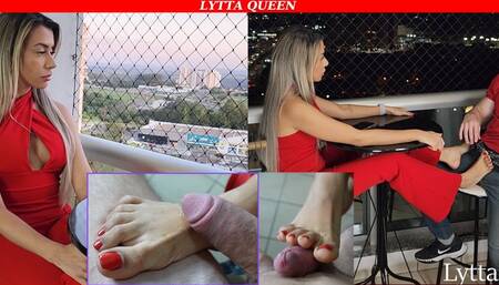 Lytta cheats doing a Sexy Cafe Footjob On Tinder date - FOOTJOB - CBT - SOLEJOB - TOEJOB - SMELLY FEET - FOOT WORSHIP - SWEATY FEET - HIGH HEELS - 720p
