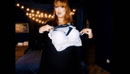 2 new small blue bras try on with Samantha 38G big boobs