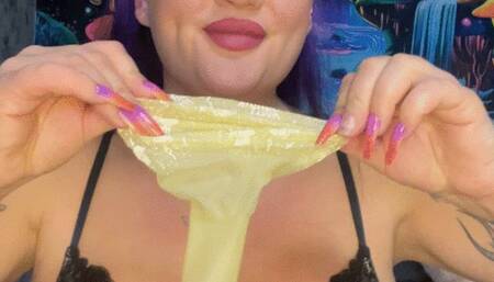 pop big red balloon in black lingerie