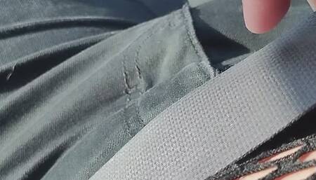 My woman playing with my belly button in the car