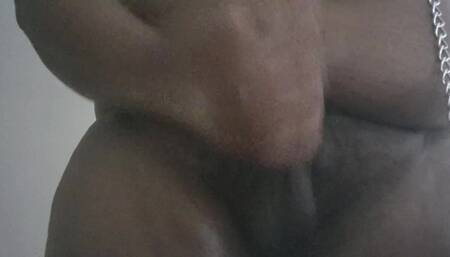 Happy Horny Trans BBW Standing Stroking and Cumming Hard
