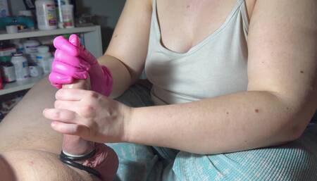 Full Handjob with Latex Gloves and Condom