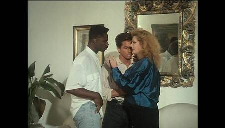 Beautiful Vintage Sexy MILF with Hairy Pussy Fucked in Ass and Pussy by Three Monster Black Cocks Cumming in Her Mouth