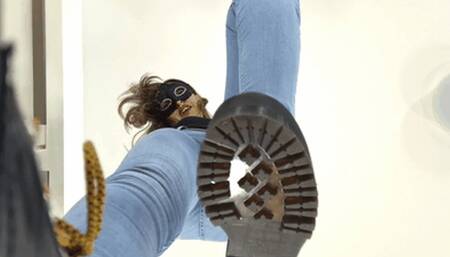 Destroying your face under these brutal soles